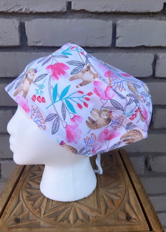 Sloth Scrub Cap, Sloth, Surgical Scrub Cap, Scrub Caps for Women, Scrub Hats, Euro Pixie Toggle Hat