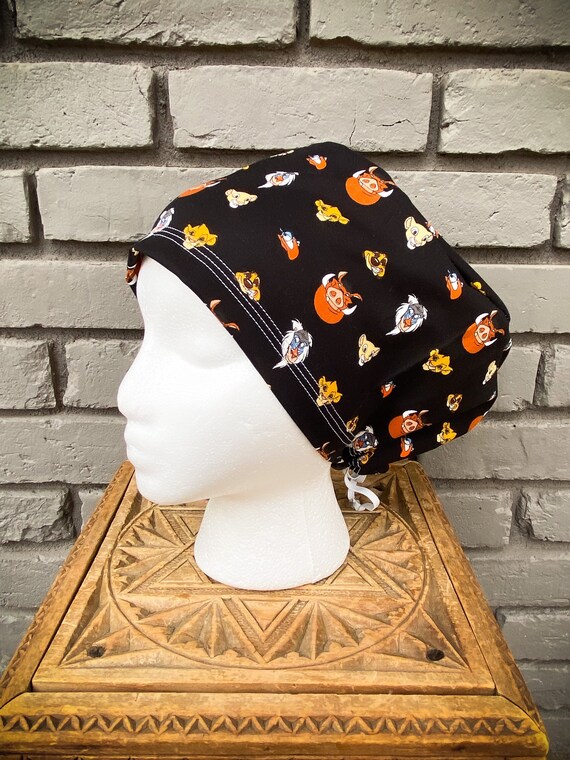 Lion Scrub Cap, Surgical Scrub Cap, Scrub Caps for Women, Scrub Hats, Euro Scrub Cap, Scrub Cap with Buttons, Scrub Hat with Toggle