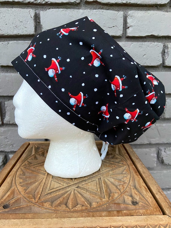 Christmas Scrub Cap, Santa, Surgical Scrub Cap, Scrub Caps for Women, Scrub Hats, Euro Pixie Toggle Hat