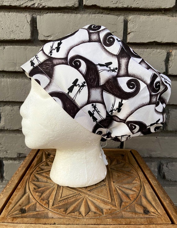 Disney Scrub Cap, Surgical Scrub Cap, Scrub Cap for Woman, Scrub Hats, Euro Scrub Cap for Woman with Toggle, Nightmare Before Christmas