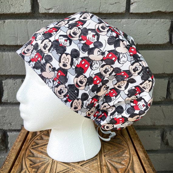 Mouse Scrub Cap, Surgical Scrub Cap, Scrub Caps for Women, Scrub Hats, Euro Scrub Cap, Scrub Cap with Buttons, Scrub Hat with Toggle