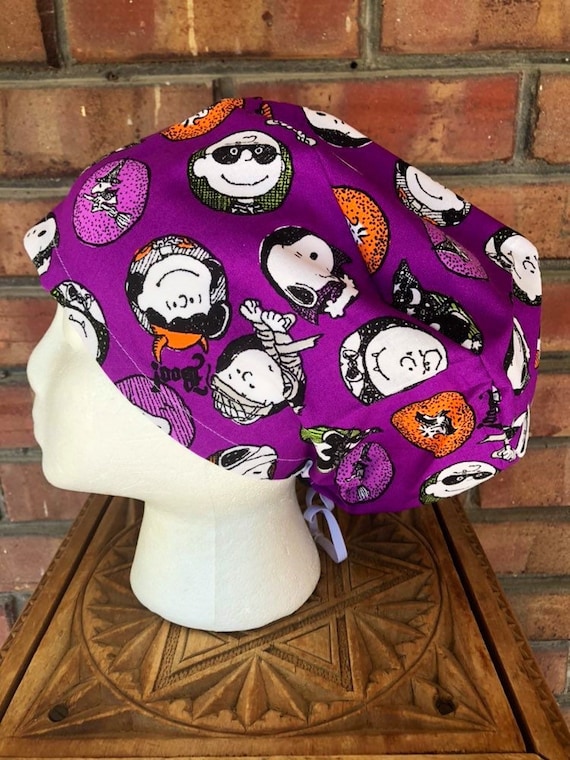 Peanuts Scrub Cap, Charlie Brown Halloween, Surgical Scrub Cap, Scrub Caps for Women, Scrub Hats, Euro Pixie Toggle Hat