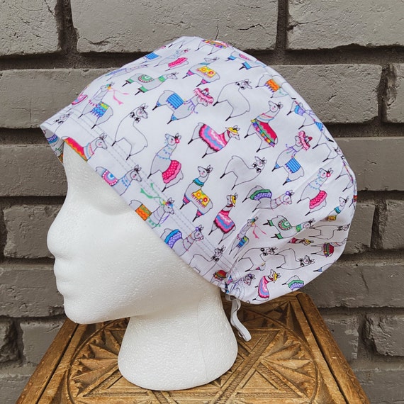 Llama Scrub Cap, Surgical Scrub Cap, Scrub Cap for Woman, Scrub Hats, Euro Scrub Cap for Woman with Toggle