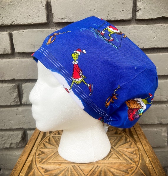 Christmas Scrub Cap, Surgical Scrub Cap, Scrub Caps for Women, Scrub Hats, Euro Scrub Cap, Scrub Cap with Buttons, Scrub Hat with Toggle