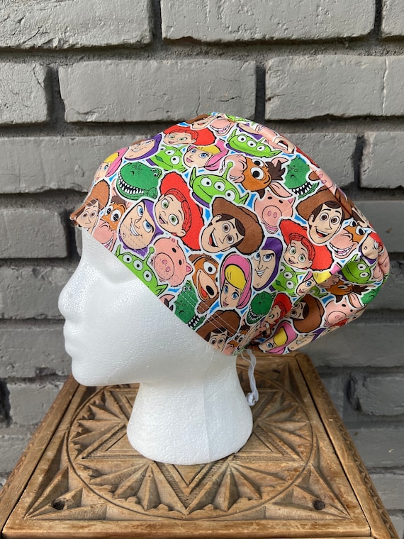 Disney Scrub Cap, Surgical Scrub Cap, Scrub Cap for Woman, Scrub Hats, Euro Scrub Cap for Woman with Toggle,Toy Story, Buzz, Woody, inspired