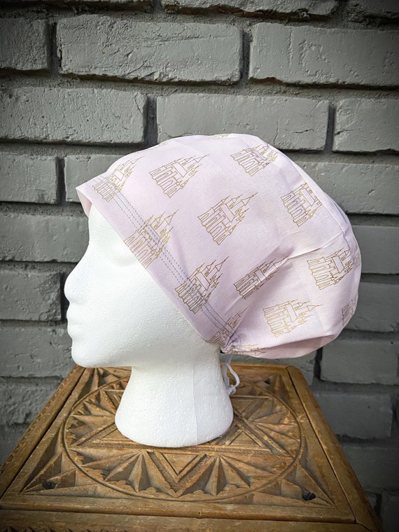 Disney Scrub Cap, Castle, Gold, Surgical Scrub Cap, Scrub Caps for Women, Scrub Hats, Euro Pixie Toggle Hat