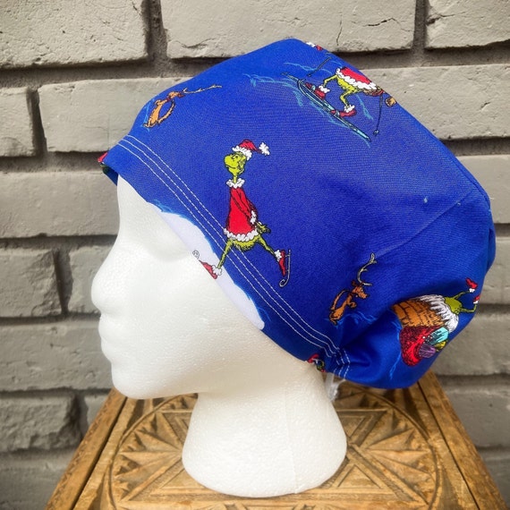 Christmas Scrub Cap, Surgical Scrub Cap, Scrub Caps for Women, Scrub Hats, Euro Scrub Cap, Scrub Cap with Buttons, Scrub Hat with Toggle