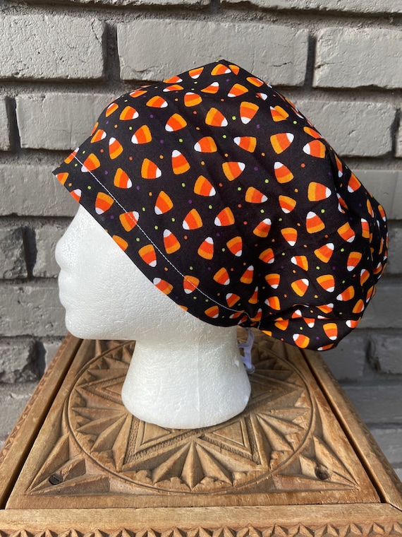 Halloween Scrub Cap, Candy Corn, Surgical Scrub Cap, Scrub Caps for Women, Scrub Hats, Euro Pixie Toggle Hat