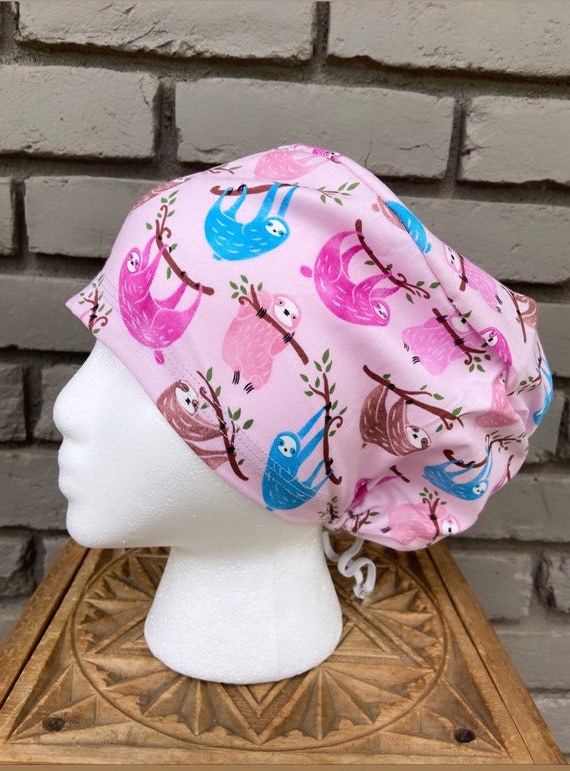 Sloth Scrub Cap, Sloth, Surgical Scrub Cap, Scrub Caps for Women, Scrub Hats, Euro Pixie Toggle Hat