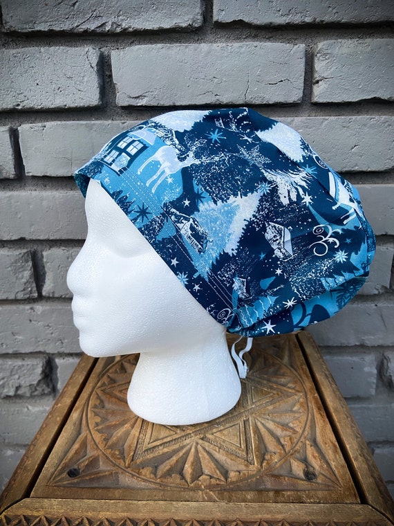 Winter Scrub Cap, Stag, Winter Wonderland, Surgical Scrub Cap, Scrub Caps for Women, Scrub Hats, Euro Pixie Toggle Hat