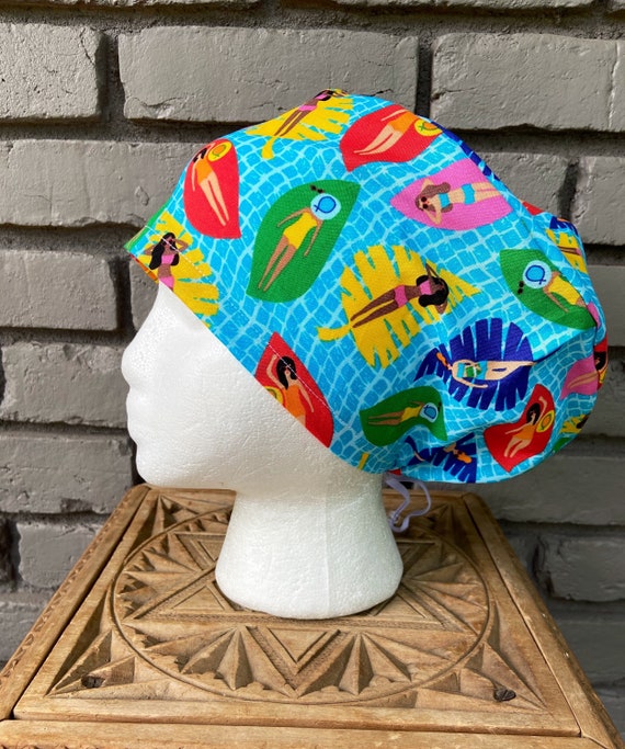 Colorful Scrub Cap, Surgical Scrub Cap, Scrub Cap for Woman, Scrub Hats, Euro Scrub Cap for Woman with Toggle, Summertime, Sun