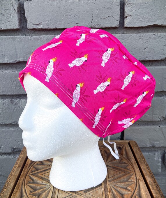 Bird Scrub Cap, Bird, Surgical Scrub Cap, Scrub Caps for Women, Scrub Hats, Euro Pixie Toggle Hat, Cockatoo