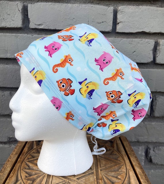 Disney Scrub Cap, Finding Nemo, Surgical Scrub Cap, Scrub Caps for Women, Scrub Hats, Euro Pixie Toggle Hat, Inspired, Inspired