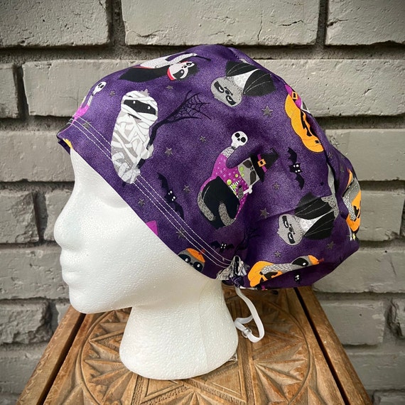 Sloth Scrub Cap, Sloth, Surgical Scrub Cap, Scrub Caps for Women, Scrub Hats, Euro Pixie Toggle Hat, Halloween