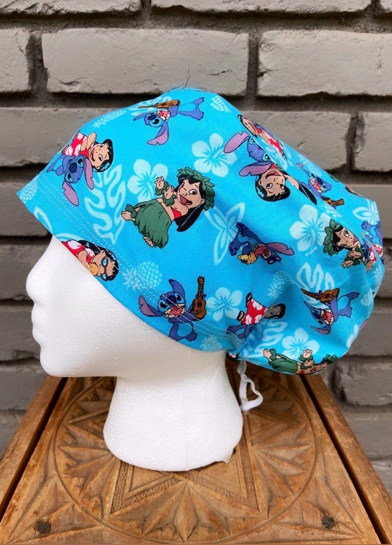 Lilo and Stitch Scrub Cap, Surgical Scrub Cap, Scrub Cap for Woman, Scrub Hats, Euro Scrub Cap for Woman with Toggle, Inspired