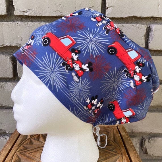 Fireworks Scrub Cap, Surgical Scrub Cap, Scrub Caps for Women, Scrub Hats, Euro Scrub Cap, Scrub Cap with Buttons, Scrub Hat with Toggle