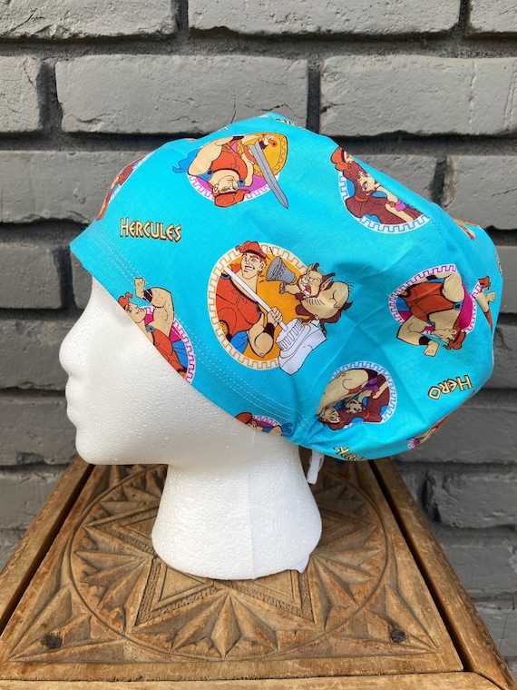 Disney Scrub Cap, Hercules, Surgical Scrub Cap, Scrub Caps for Women, Scrub Hats, Euro Pixie Toggle Hat, Inspired