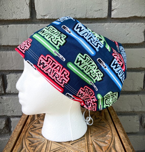 Light Saber Scrub Cap, Surgical Scrub Cap, Scrub Caps for Women, Scrub Hats, Euro Scrub Cap, Scrub Cap with Buttons, Scrub Hat with Toggle