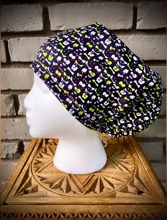 Halloween Scrub Cap, Surgical Scrub Cap, Scrub Cap for Woman, Scrub Hats, Euro Scrub Cap for Woman with Toggle