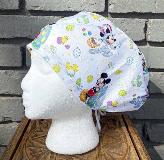 Easter Scrub Cap, Mouse, Bunny Scrub Cap, Surgical Scrub Cap, Scrub Caps for Women, Scrub Hats, Euro Pixie Toggle Hat