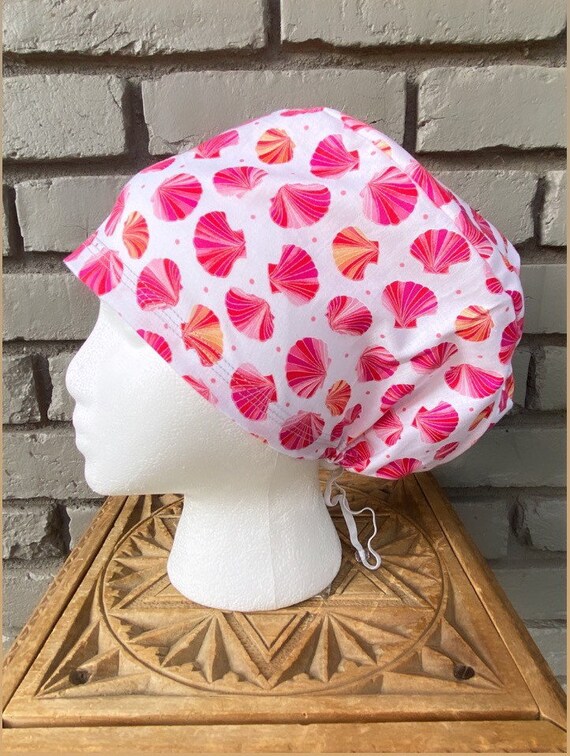 Seashell Scrub Cap, Surgical Scrub Cap, Scrub Caps for Women, Scrub Hats, Euro Pixie Toggle Hat, Sunrise Shells