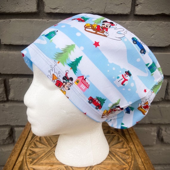 Christmas Scrub Cap, Mouse Scrub Cap, Surgical Scrub Cap, Scrub Caps for Women, Scrub Hats, Euro Pixie Toggle Hat