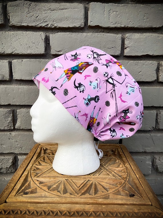 Nightmare Before Christmas Scrub Cap, Surgical Scrub Cap, Scrub Cap for Woman, Scrub Hats, Euro Scrub Cap for Woman with Toggle, Halloween