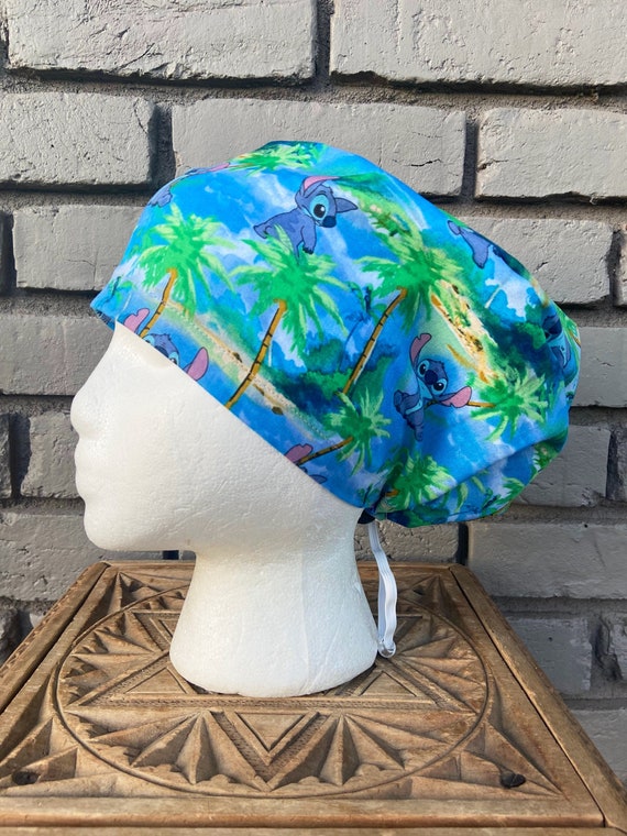 Stitch Scrub Cap, Surgical Scrub Cap, Scrub Caps for Women, Scrub Hats, Euro Scrub Cap, Scrub Cap with Buttons, Scrub Hat with Toggle