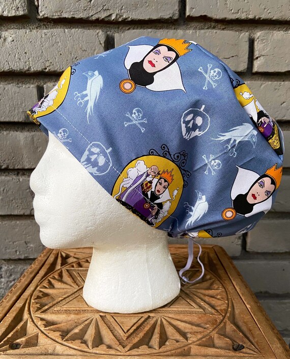 Disney Scrub Cap, Villains, Evil Queen, Snow White, Surgical Scrub Cap, Scrub Caps for Women, Scrub Hats, Euro Pixie Toggle Hat