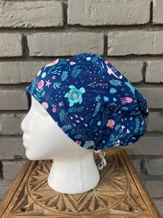 Narwhal Scrub Cap, Seahorse, Surgical Scrub Cap, Scrub Caps for Women, Scrub Hats, Euro Pixie Toggle Hat