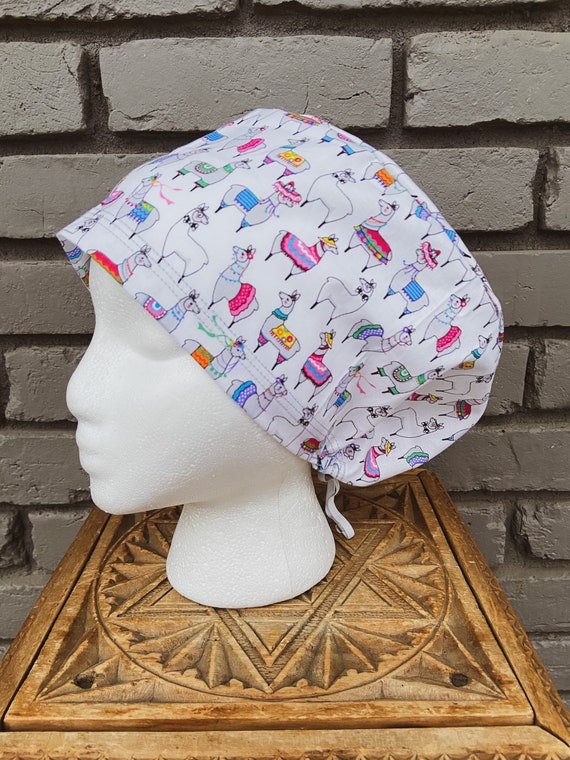 Llama Scrub Cap, Surgical Scrub Cap, Scrub Cap for Woman, Scrub Hats, Euro Scrub Cap for Woman with Toggle