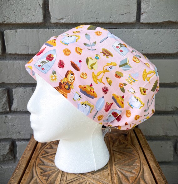 Disney Scrub Cap, Beauty and the Beast , Surgical Scrub Cap, Scrub Caps for Women, Scrub Hats, Euro Pixie Toggle Hat