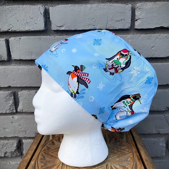 Winter Scrub Cap, Penguin Scrub Cap , Surgical Scrub Cap, Scrub Caps for Women, Scrub Hats, Euro Pixie Toggle Hat