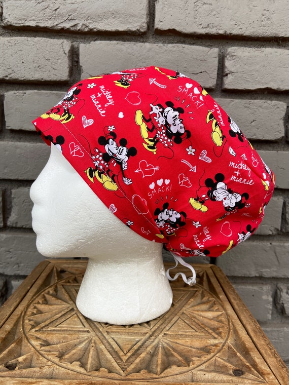Disney Scrub Cap, Mickey Mouse, Minnie Mouse, Surgical Scrub Cap, Scrub Caps for Women, Scrub Hats, Euro Pixie Toggle Hat