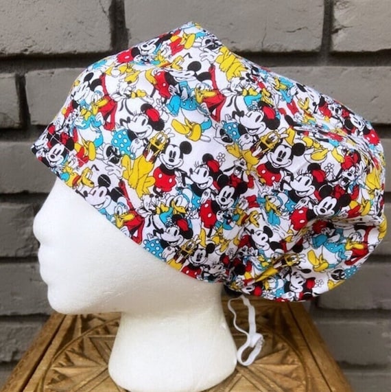 Mouse Scrub Cap, Surgical Scrub Cap, Scrub Caps for Women, Scrub Hats, Euro Scrub Cap, Scrub Cap with Buttons, Scrub Hat with Toggle