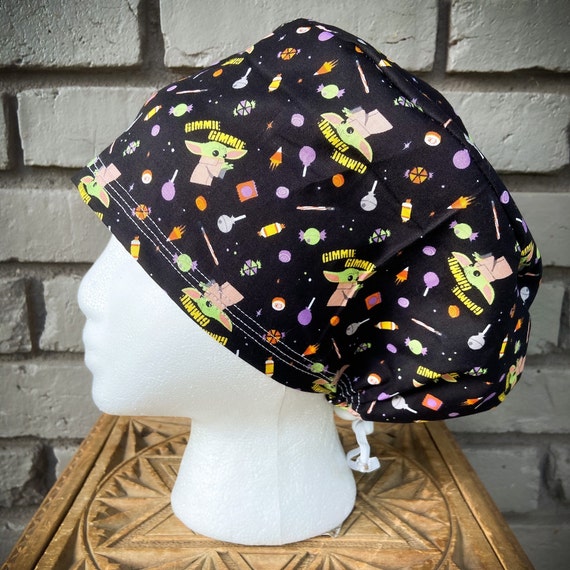 Halloween Scrub Cap, Candy scrub cap, Scrub Caps for Women, Scrub Hats, Euro Scrub Cap, Scrub Cap with Buttons, Scrub Hat with Toggle