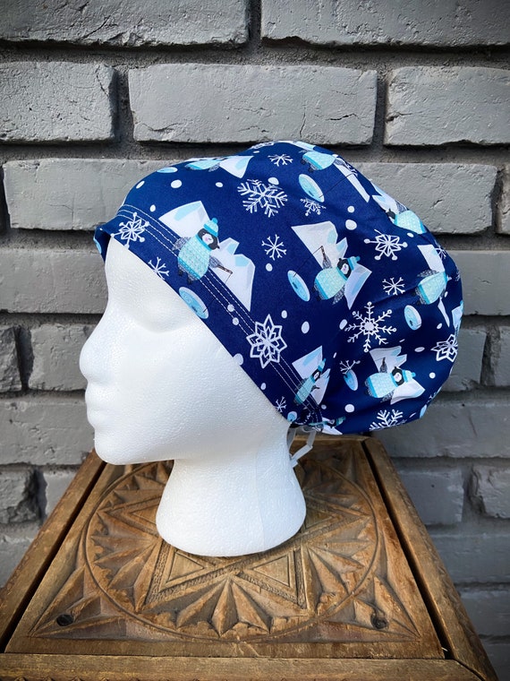 Winter Scrub Cap, Penguin Scrub Cap , Surgical Scrub Cap, Scrub Caps for Women, Scrub Hats, Euro Pixie Toggle Hat