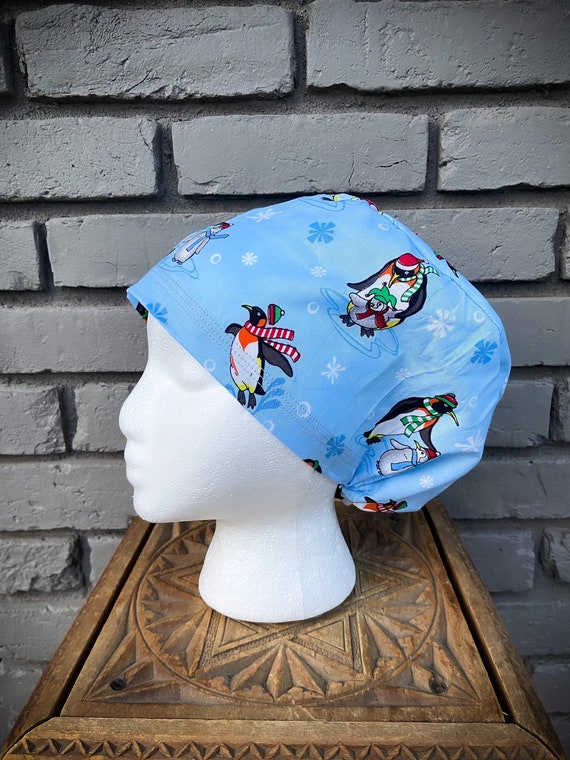 Winter Scrub Cap, Penguin Scrub Cap , Surgical Scrub Cap, Scrub Caps for Women, Scrub Hats, Euro Pixie Toggle Hat