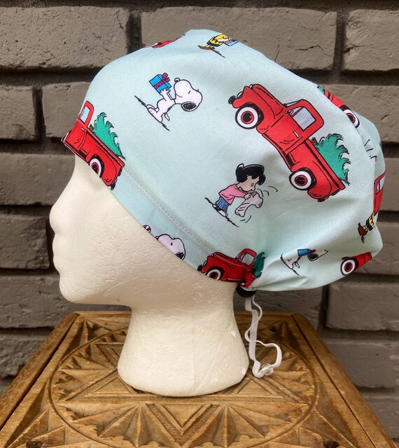 Peanuts Scrub Cap, Snoopy, Charlie Brown, Christmas, Surgical Scrub Cap, Scrub Caps for Women, Scrub Hats, Euro Pixie Toggle Hat
