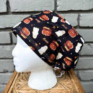 Pumpkin Scrub Cap, Ghost Scrub Cap, Halloween Scrub Cap, Surgical Scrub Cap, Scrub Caps for Women, Euro Scrub Hat, Adjustable Scrub Cap
