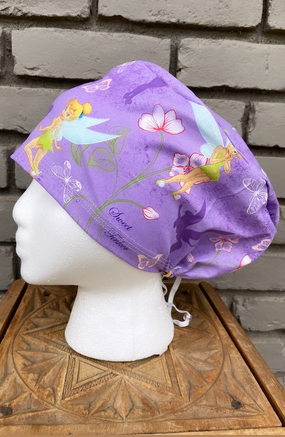Disney Scrub Cap, Tinkerbell, Surgical Scrub Cap, Scrub Cap for Woman, Scrub Hats, Euro Scrub Cap for Woman with Toggle, Inspired