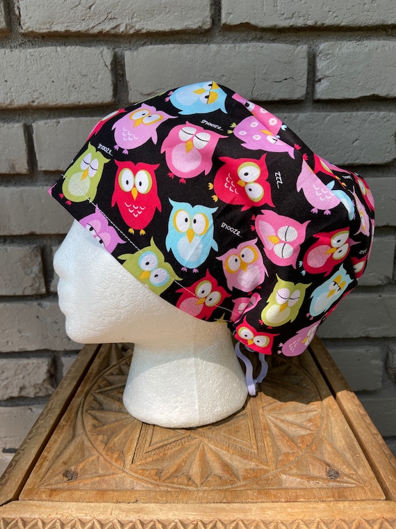 Owl Scrub Cap, Owl, Novelty, Surgical Scrub Cap, Scrub Caps for Women, Scrub Hats, Euro Pixie Toggle Hat