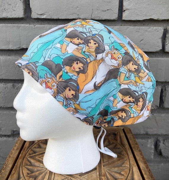 Disney Scrub Cap, Surgical Scrub Cap, Scrub Cap for Woman, Scrub Hats, Euro Scrub Cap for Woman with Toggle, Aladdin, Jasmine