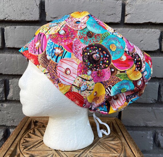 Donut Scrub Cap, Surgical Scrub Cap, Scrub Cap for Woman, Scrub Hats, Euro Scrub Cap for Woman with Toggle