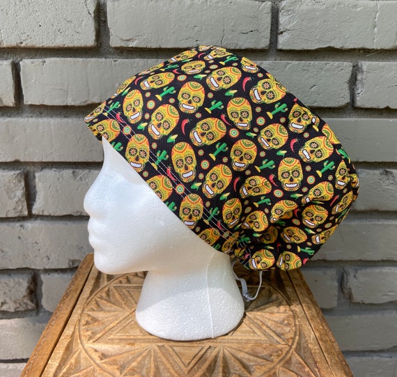 Halloween Scrub Cap, Surgical Scrub Cap, Scrub Caps for Women, Scrub Hats, Euro Scrub Cap, Scrub Cap with Buttons, Scrub Hat with Toggle