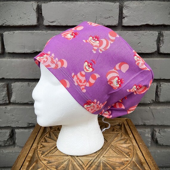 Cat Scrub Hat, Surgical Scrub Cap, Scrub Cap for Woman, Scrub Hats, Euro Scrub Cap for Woman with Toggle, Cat Scrub Hat