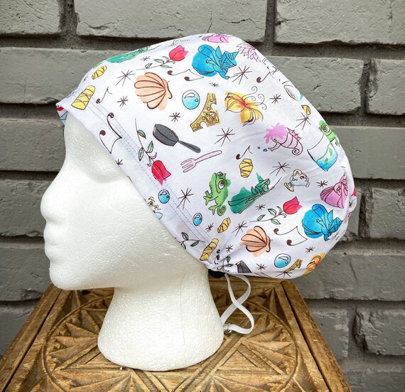 Princess Scrub Cap, Surgical Scrub Cap, Scrub Caps for Women, Scrub Hats, Euro Scrub Cap, Scrub Cap with Buttons, Scrub Hat with Toggle