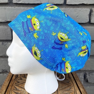 Alien Scrub Cap,Surgical Scrub Cap, Scrub Caps for Women, Scrub Hats, Euro Scrub Cap, Scrub Cap with Buttons, Scrub Hat with Toggle
