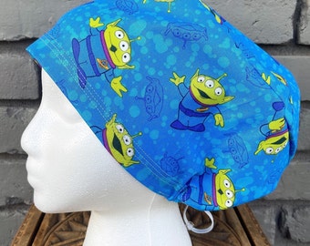 Alien Scrub Cap,Surgical Scrub Cap, Scrub Caps for Women, Scrub Hats, Euro Scrub Cap, Scrub Cap with Buttons, Scrub Hat with Toggle