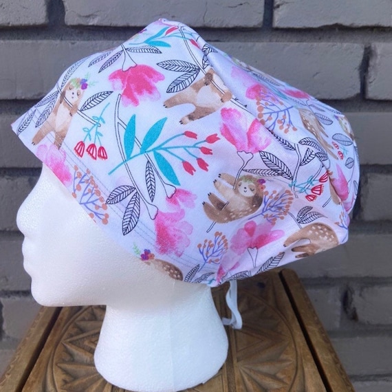 Sloth Scrub Cap, Sloth, Surgical Scrub Cap, Scrub Caps for Women, Scrub Hats, Euro Pixie Toggle Hat
